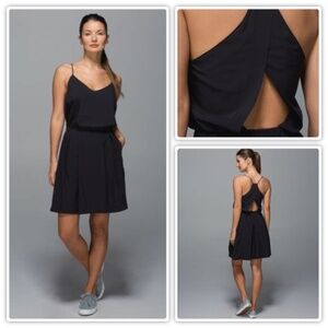 Lululemon Black City Summer Dress Light Weight Open Back Sun Dress Small 4 EUC